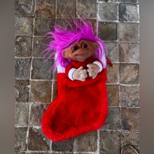 Vintage Original good luck Troll Christmas stocking